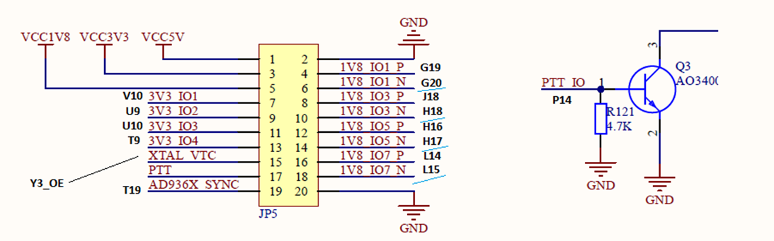 Разъем GPIO, Линия PTT подключена к оптрону, который управляется транзистором Q3